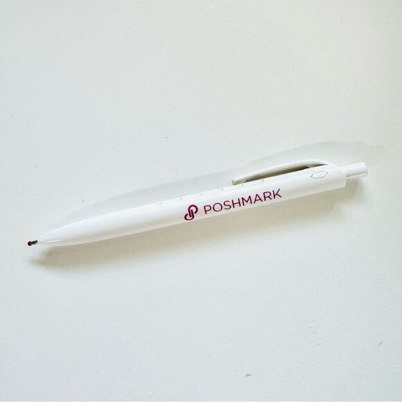 NEW POSHMARK Pink Maroon Logo Pen Black Ink White Cutout Body Clip Rubber Tip - Picture 8 of 8